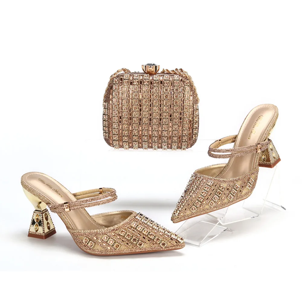 doershow Italian colorful Shoes And Bag Sets For Evening Party With Stones Italian Leather Handbags Match Bags!  HNM1-1