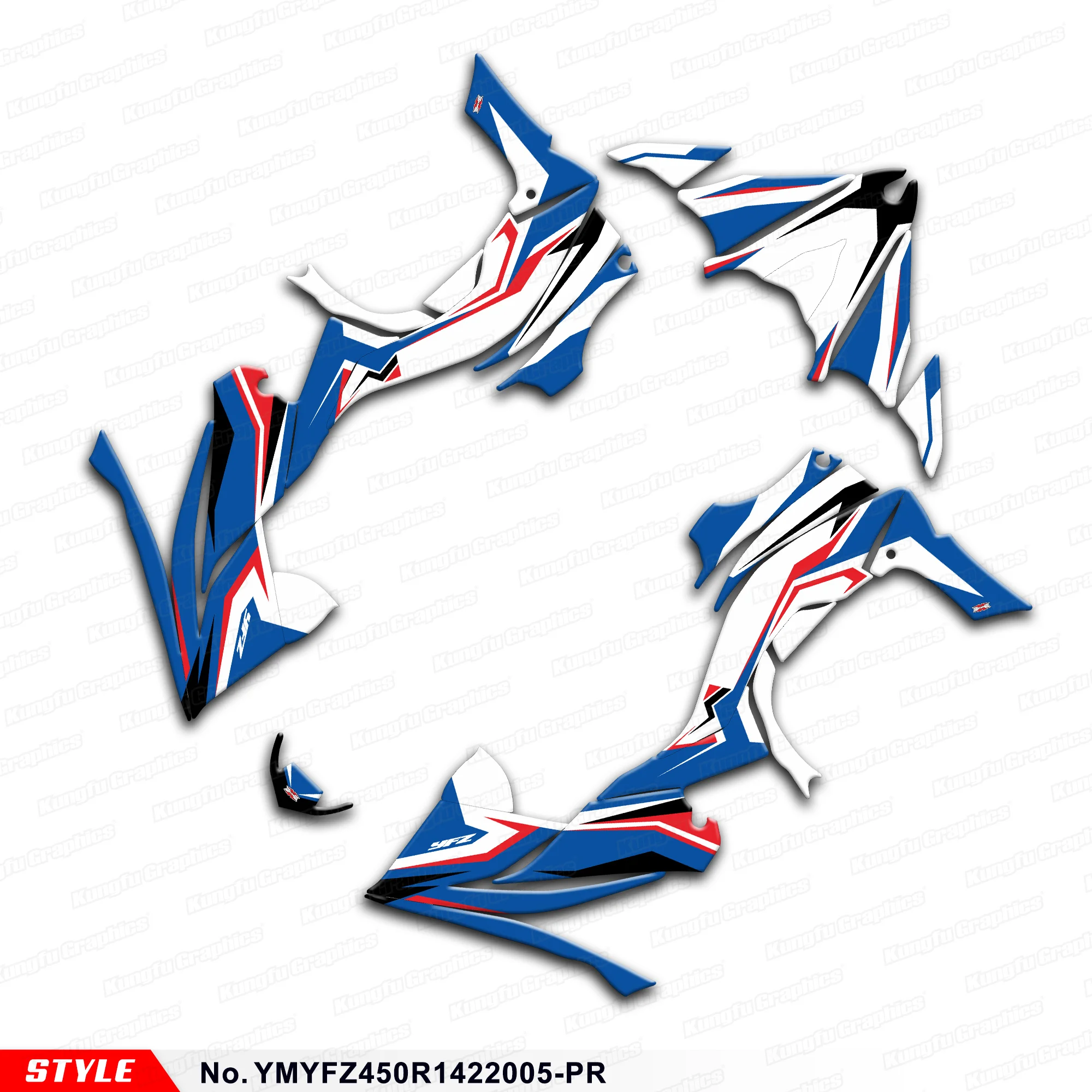 

Комплект графических наклеек JY RACING для YAMAH YFZ450R YFZ 450R 14 15 16 17 18 19 20 21 22 2023 2024 2025, YMYFZ450R1422005-PR