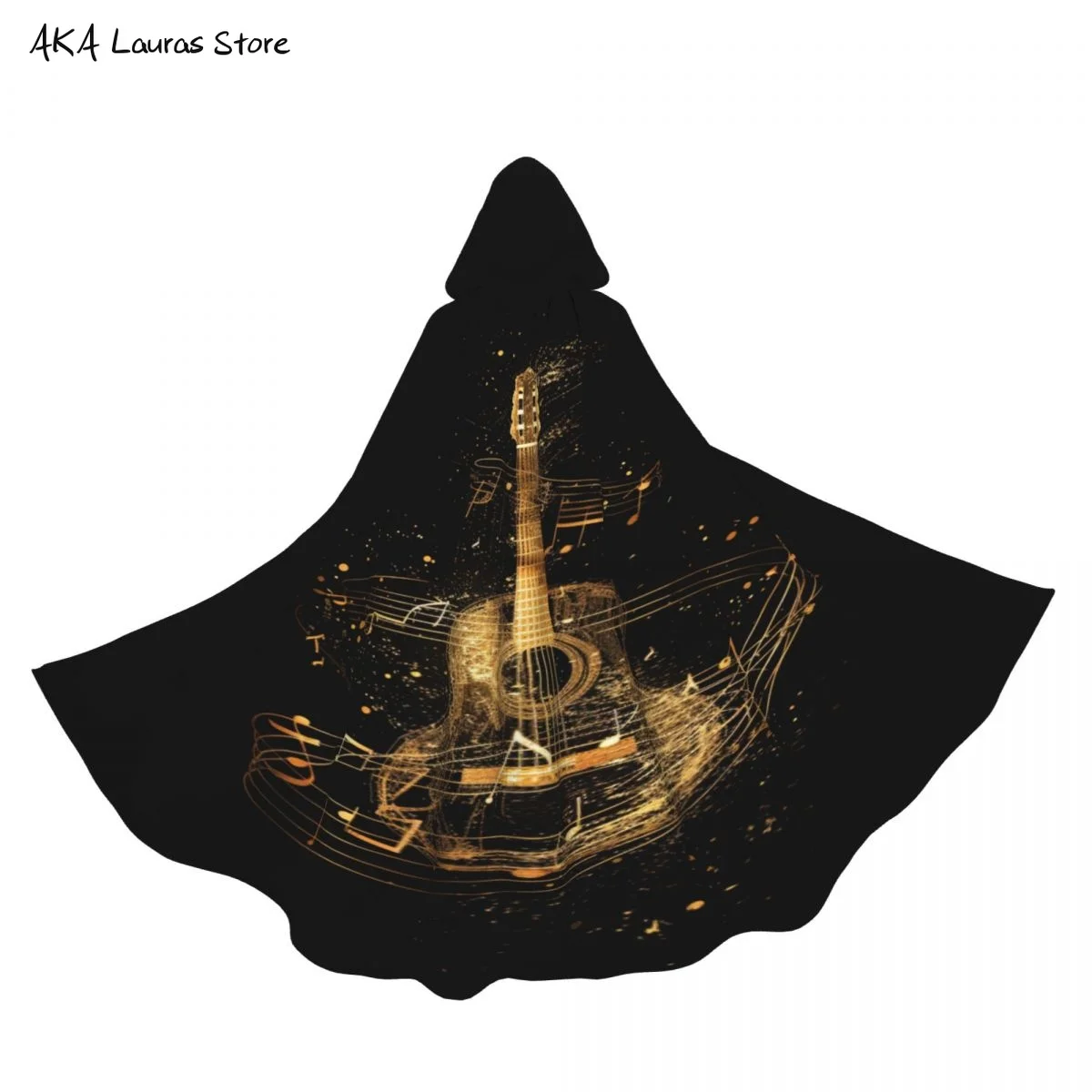 Hooded Cloak Polyester Unisex Witch Cape Costume AccessoryMusic Note GUITAR