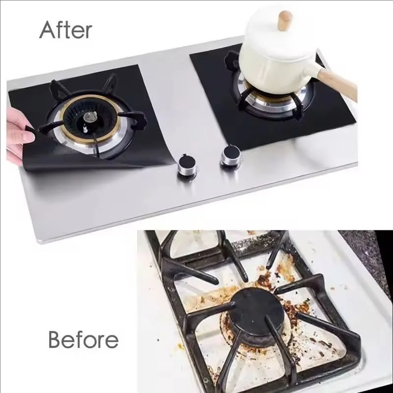 2/4/8Pcs Gas Stove Protector Cooker Lid Liner Cleaning Pad For Kitchen Cookware Accessories Piece Reusable Boiler Hood Protectiv view 2