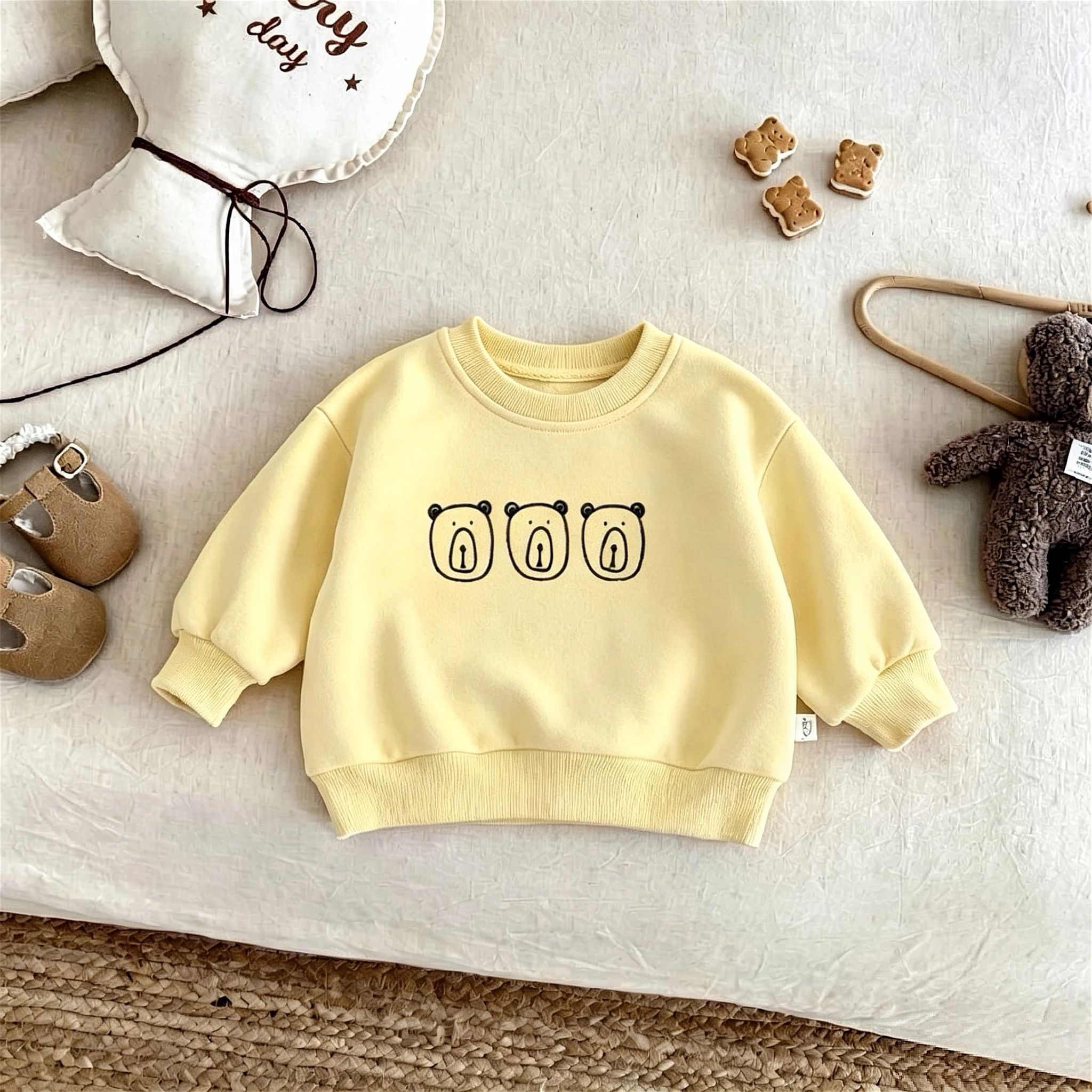 Korean Style Fashion Baby Girl Long Sleeve Tops Sweatshirts Autumn Clothing New Children Versatile Hoodie Crewneck Kids Clothes