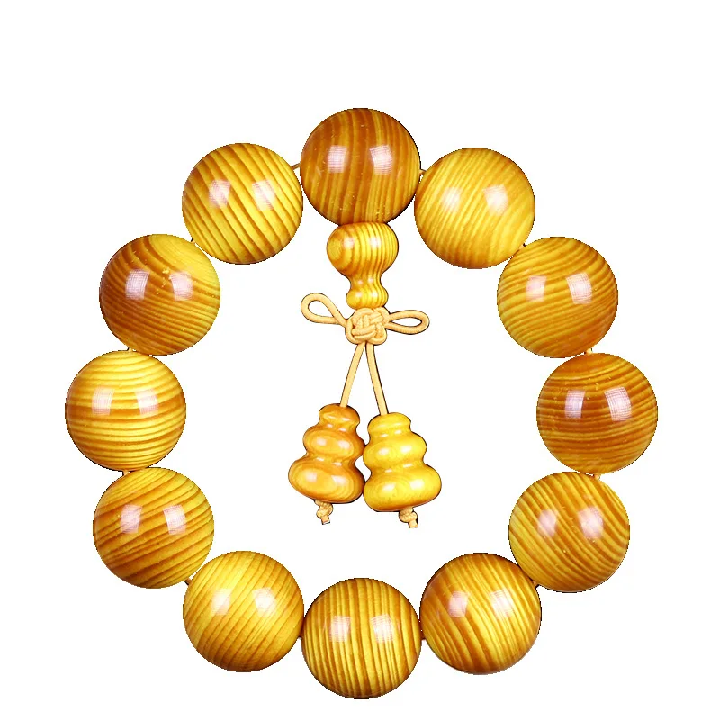Polished Amber Wood Bracelets Fully Transparent Blood Dragon Wood Beads Buddhist Prayer Beads for Men and Women Gifts