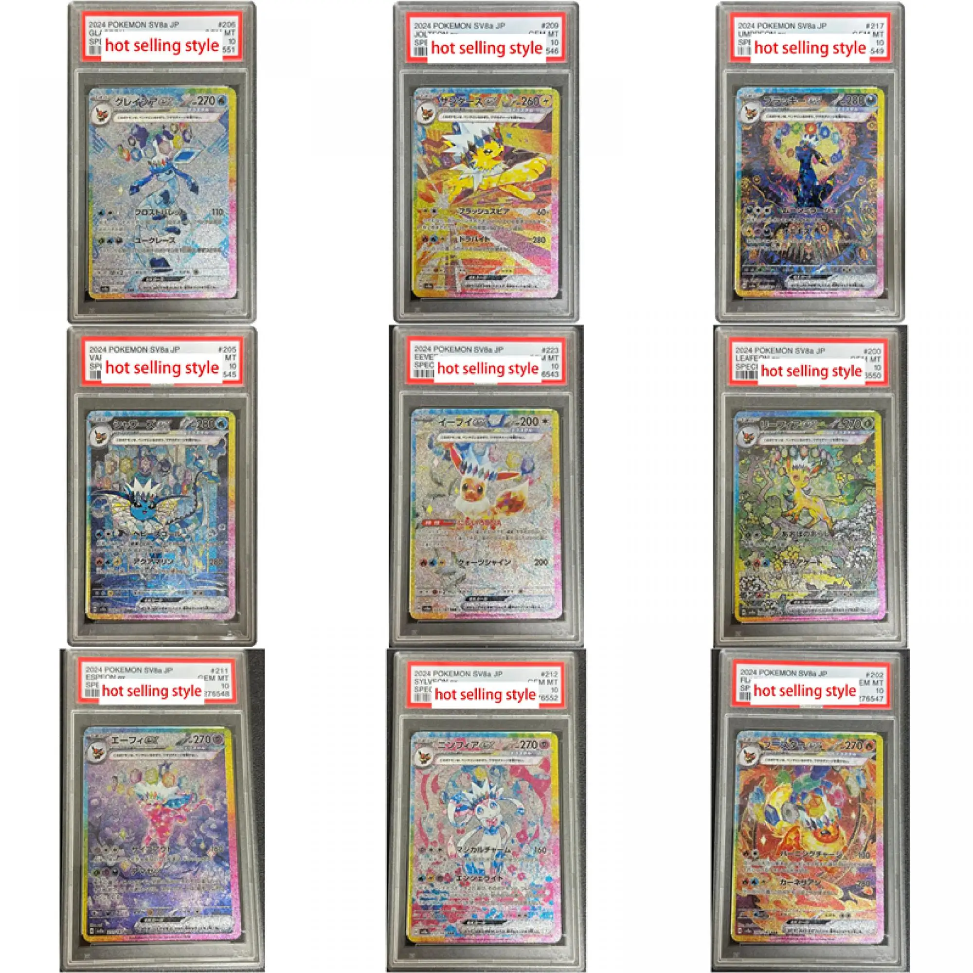 

Новинка 2024 года, карта с рейтингом PTCG, цветная флэш-карта Ptcg Glaceon Classic Eeveelution Eifie Blacky, коллекционные карты аниме, подарочные игрушки