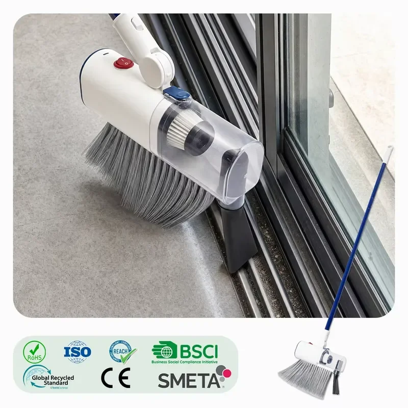5.5KPa Vacuum Sweeper Magic Broom for Floor Cleaning Portable Rechargeable Electric Vacuum Broom 2-in-1 with 180° Rotating