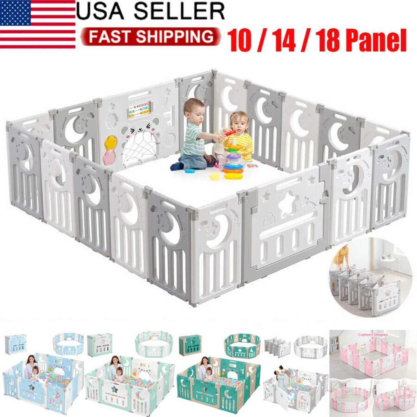 Foldable 14 18 Panels Baby Playpen Kids Safety Child Play Center Yard Indoor Toy