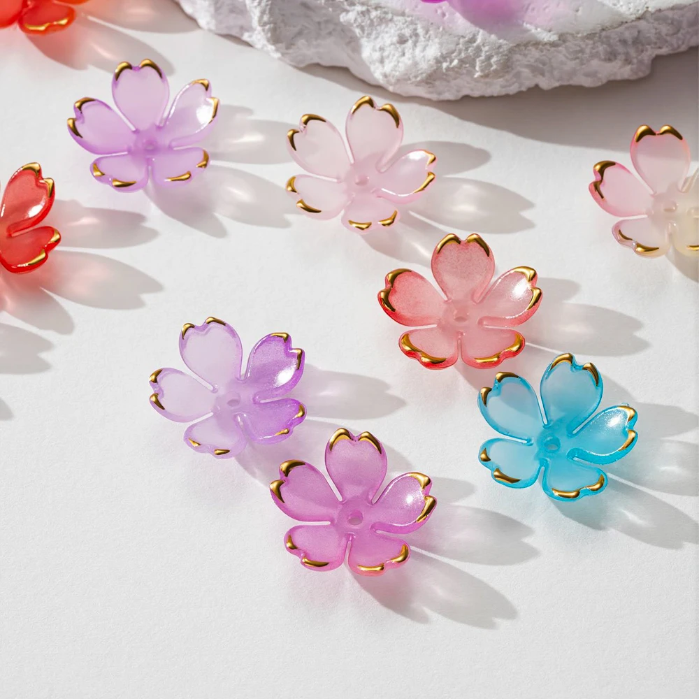 50 Stück Blumen-Acrylperlen, 18 mm, bunte Kirschblüten-Perlen für die Schmuckherstellung, DIY, handgefertigte Armbänder, Ohrringe, Zubehör – Detail 4