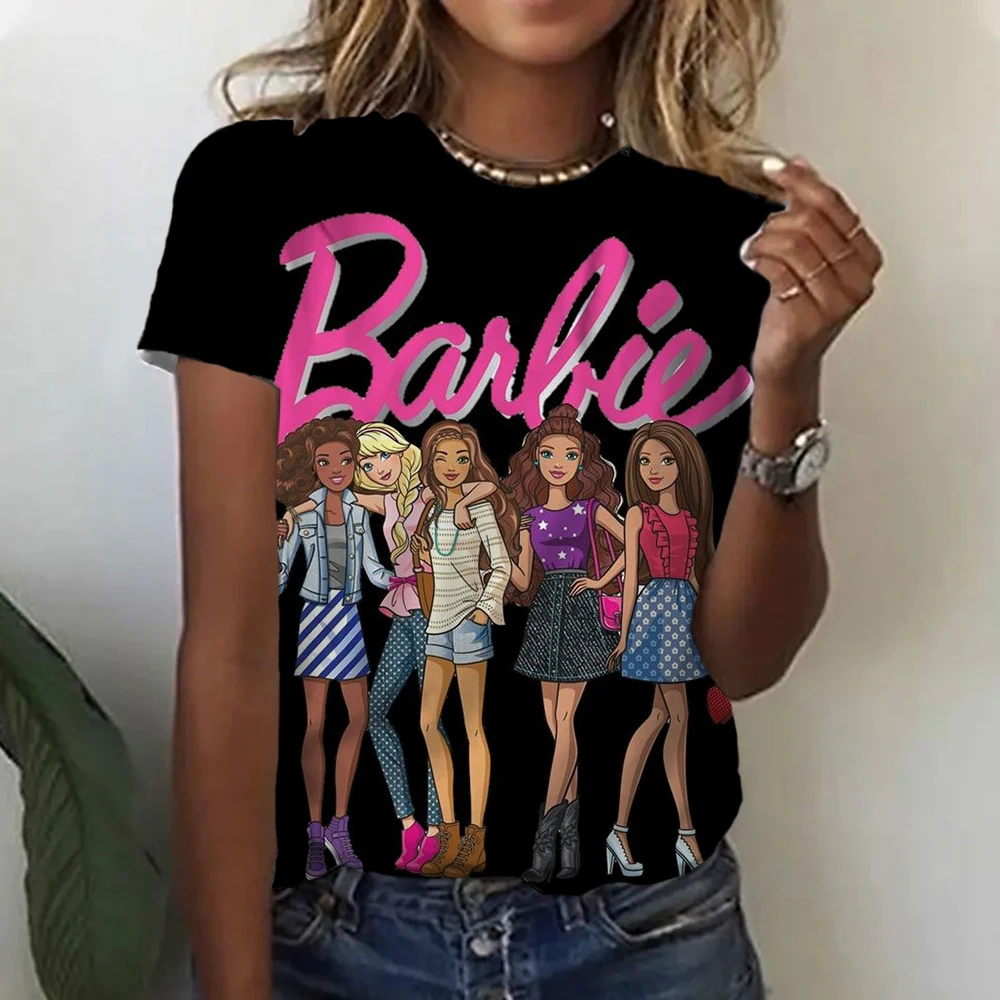 Women\'s T-Shirts Barbie lettering Printed Tee For Women High Street Classic Tops Stylish Soft Fashion Girlish Lovely Girls Gift