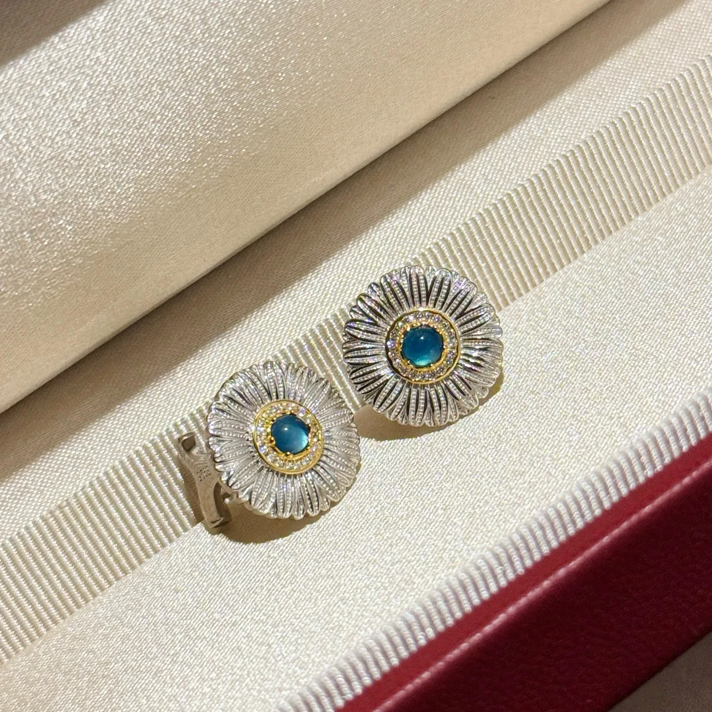 100% 925 Sterling Silver Pave AAA Zircconia Frosted Daisy Flower Stud Earrings For Women Fine Jewelry
