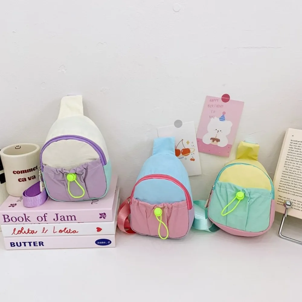 Fashion Nylon Kids Chest Bag Stitching Color Lightweight Crossbody Bag Shoulder Bag for Children Girls