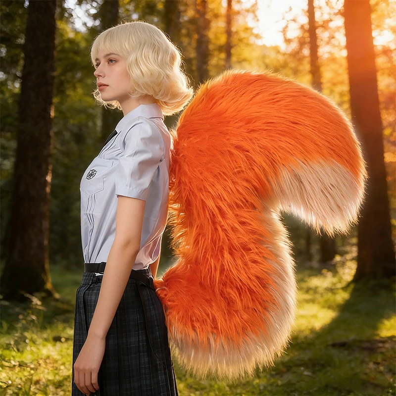 

Зеленый пушистый хвост белки с большим антигравитационным эффектом, плюшевый, для косплея, реквизит для выступлений, для девочек