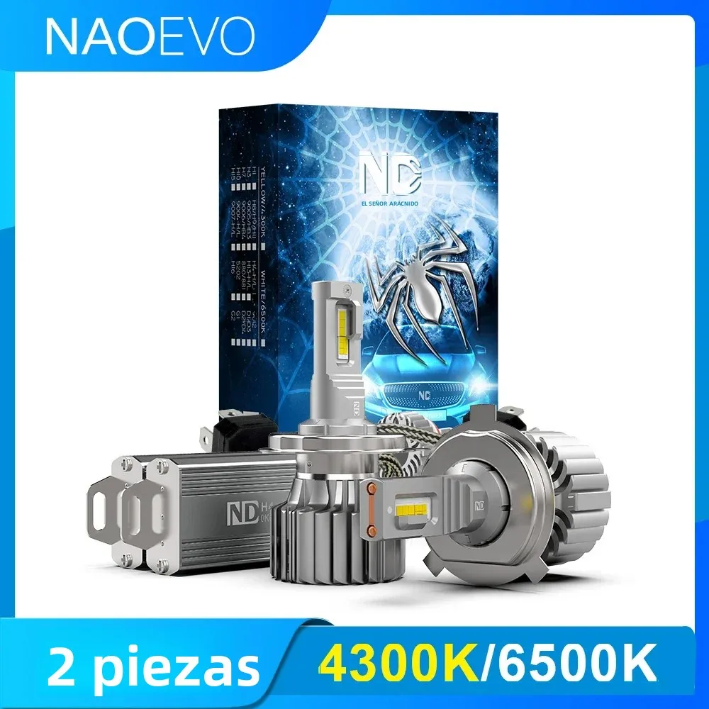 NAOEVO ND 140W Luz LED para Auto H4 H7 H3 H11 9004 Canbus 4300K/6500K LED HB3 9005 HB4 9006 Bombillas LED para Faros Delanteros 12V 2PCS