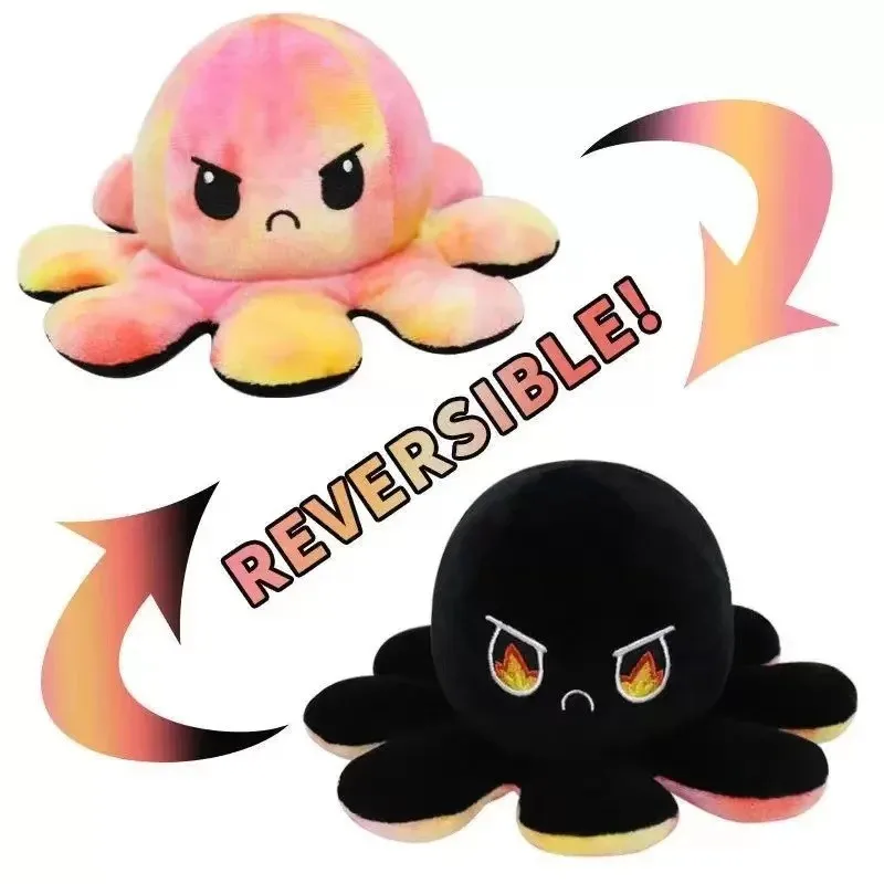 Flaming Eyes Flip Octopus Doll Toys Double Emoticon Cute Plush Toy That Can Be Flipped Funny Birthday Christmas Gift