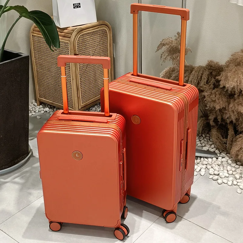 Draw-Bar Luggage Wide Fashion Aluminum Frame Universal Wheel Passenger Travel Suitcase with Combination Lock Boarding Bag