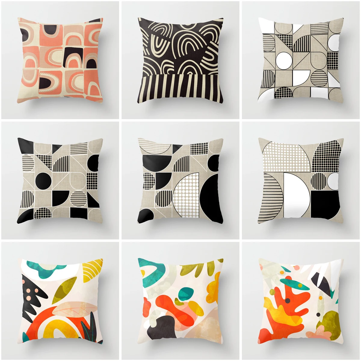 

decorative Home pillow case Cushion covers 45*45 nordic 40*40 40x40cm 50x50cm abstract geometric living room black short plush