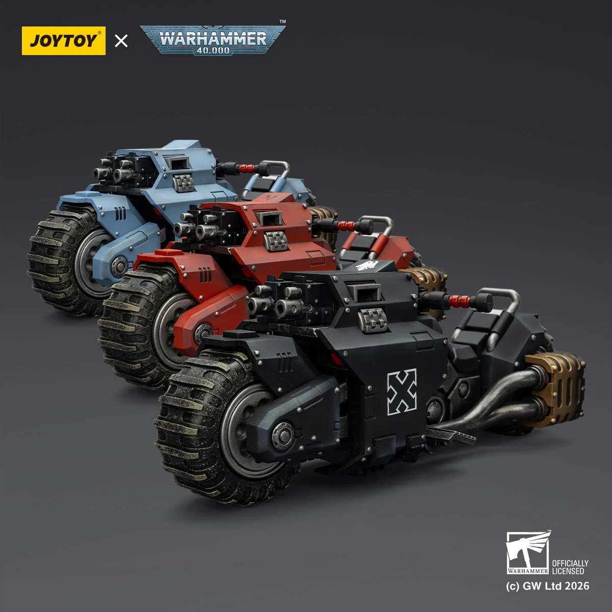 

JOYTOY Warhammer 40,000 1/18 Action Figures Blood Angels Space Wolves Raven Guard Raiderpattern Combat Bike
