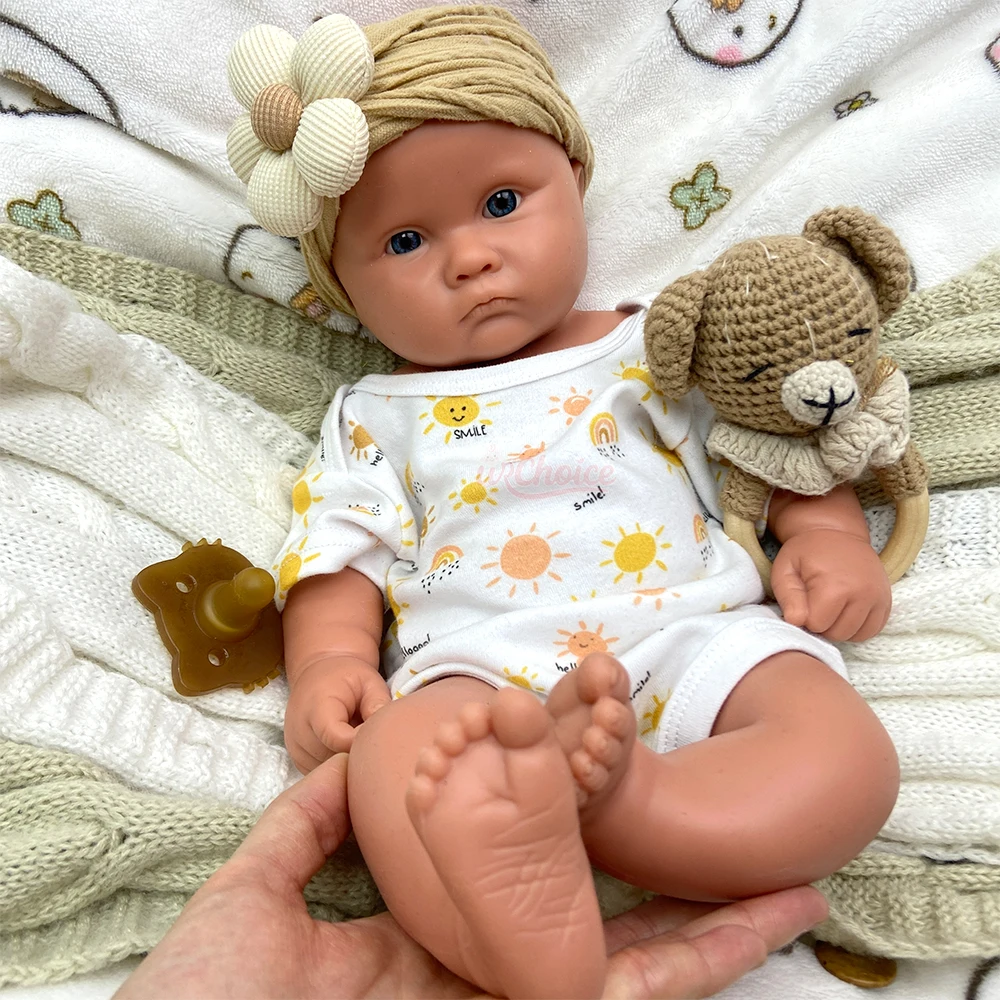 45cm Open Mouth Girl Lifelike Silicone Reborn Baby Girl Full Body Solid with Hand-Paint 3D Skin Anatomically Correct Doll