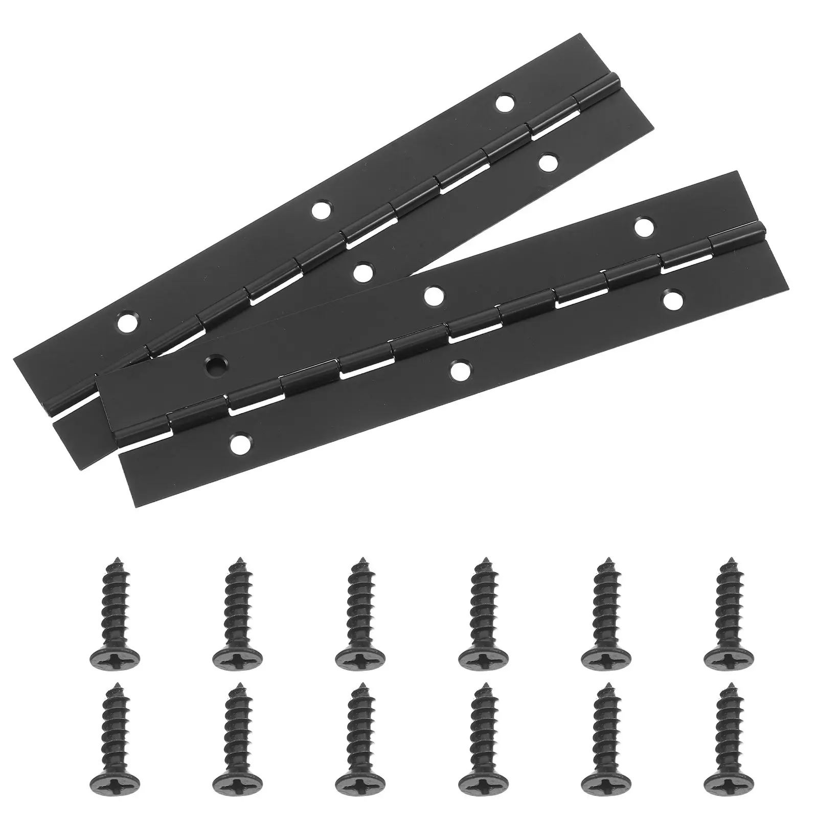 1Set Black Continuous Piano Hinges Heavy Duty 600Mm Long for Wood Boxes Cabinets Folding Doors Furniture Smooth Opening Closing