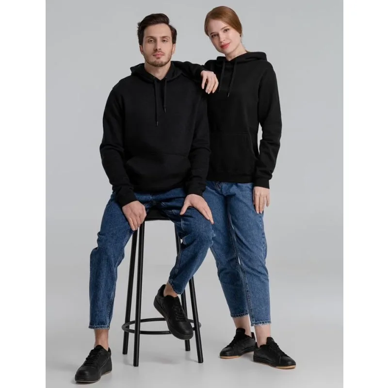 

Men Women Couple Hooded Sweatshirt Winter Fleece Lined Kangaroo Pocket Drawstring Hip Hop Fashion