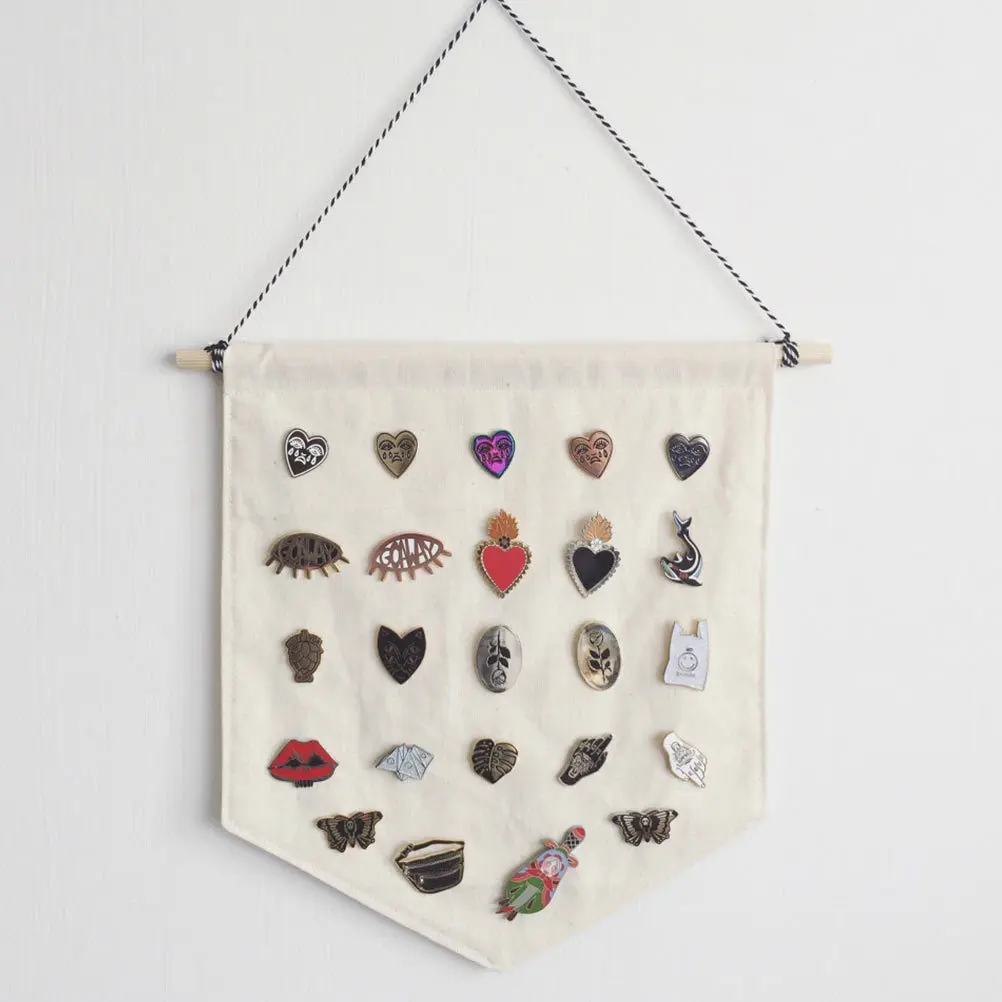 

2pcs Hanging Pin Flag For Enamel Lapel Badge Collection Display Diy Blank Canvas Wall Banner Craft Decoration Teaching Tool