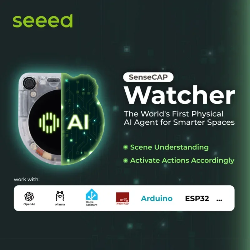 Seeed SenseCAP Watcher W1-A 클리어 인클로저-더 스마트한 공간을 위한 물리적 AI 에이전트