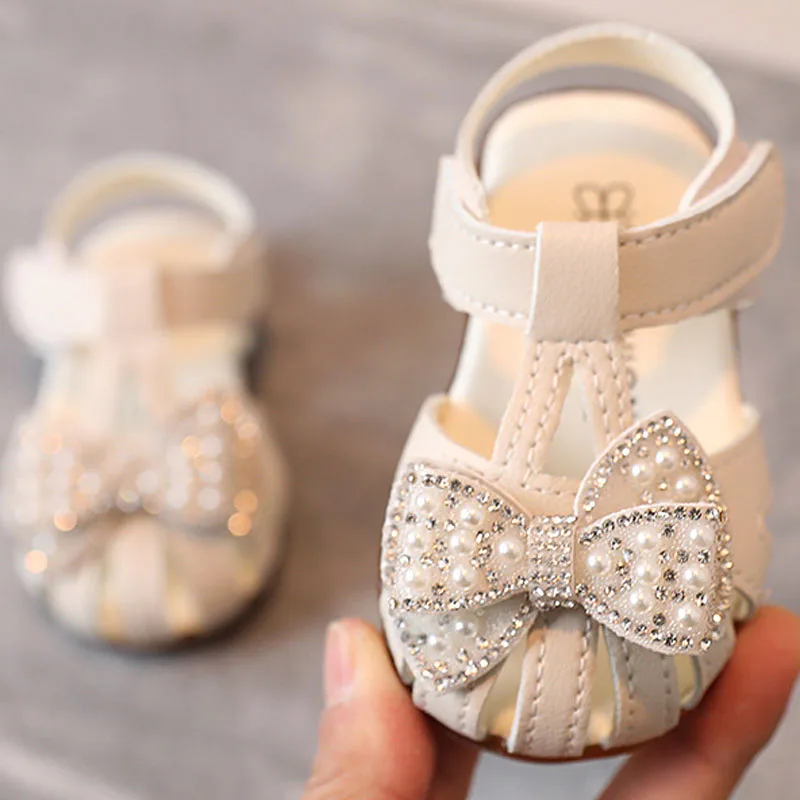 Summer Princess Baby Sandals Cute Bow Closed Toe Kids Summer Soft Sole Toddler Shoes Girls Sandals Firstwalkers 2023 New CSH1292