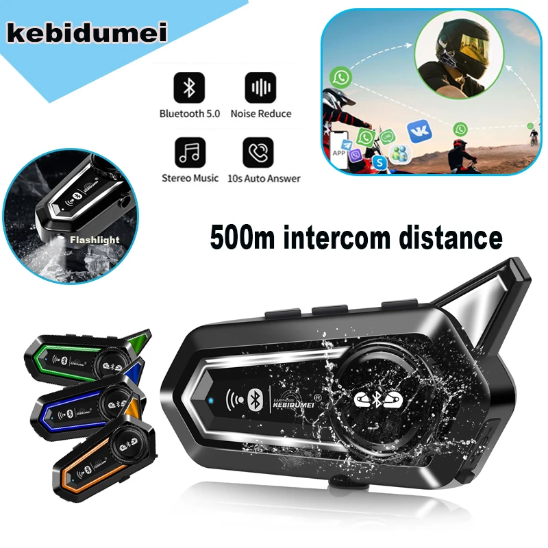 

BT31 Motorcycle Helmet Headset Bluetooth Moto Intercom 500m For 2 Rider Interphone Waterproof IPX6 With 1000mAh Battery