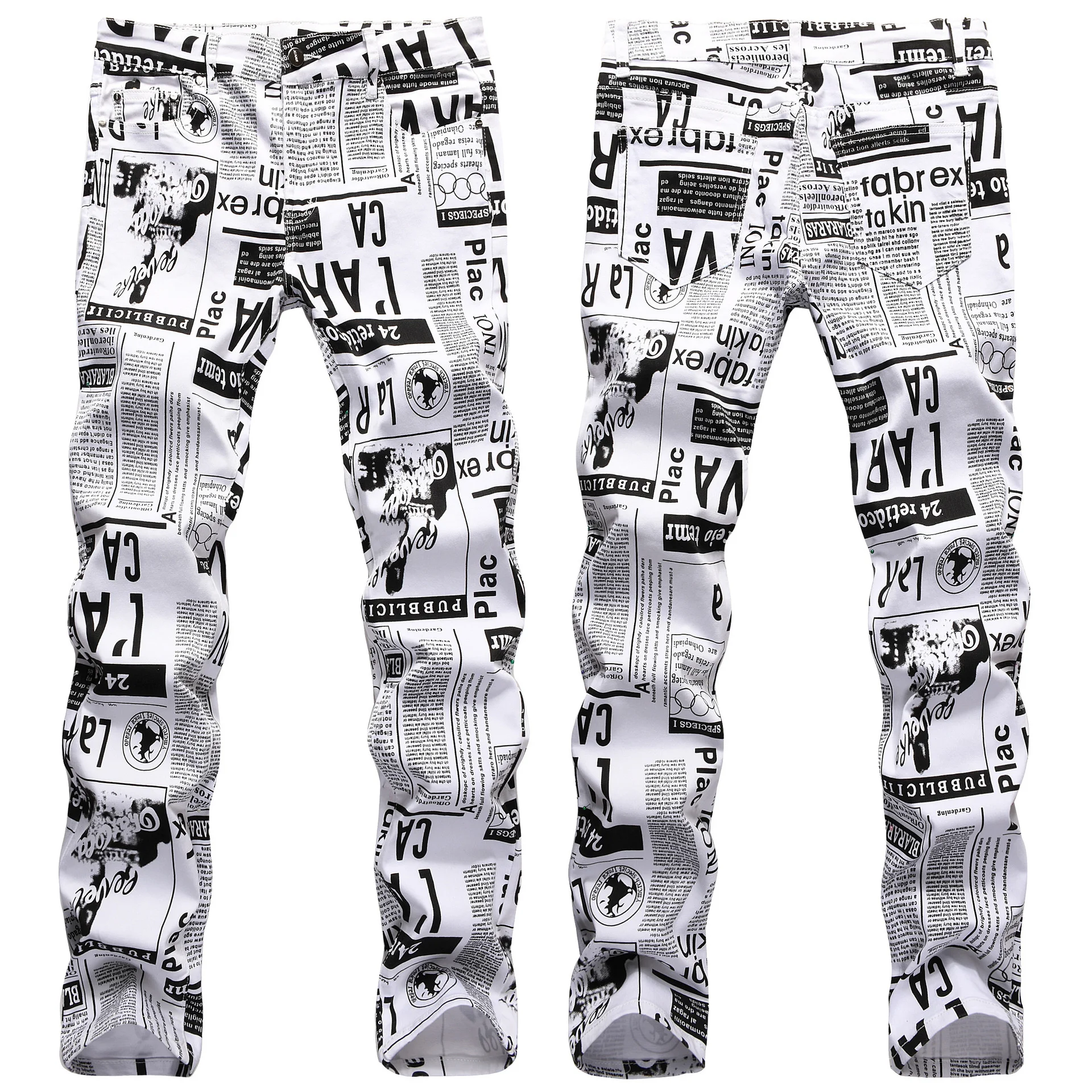 

Nightclub Irregular Personalized Printed Jeans With Men's Colored Painting Casual Fashion Slim Fit Trendy Pants