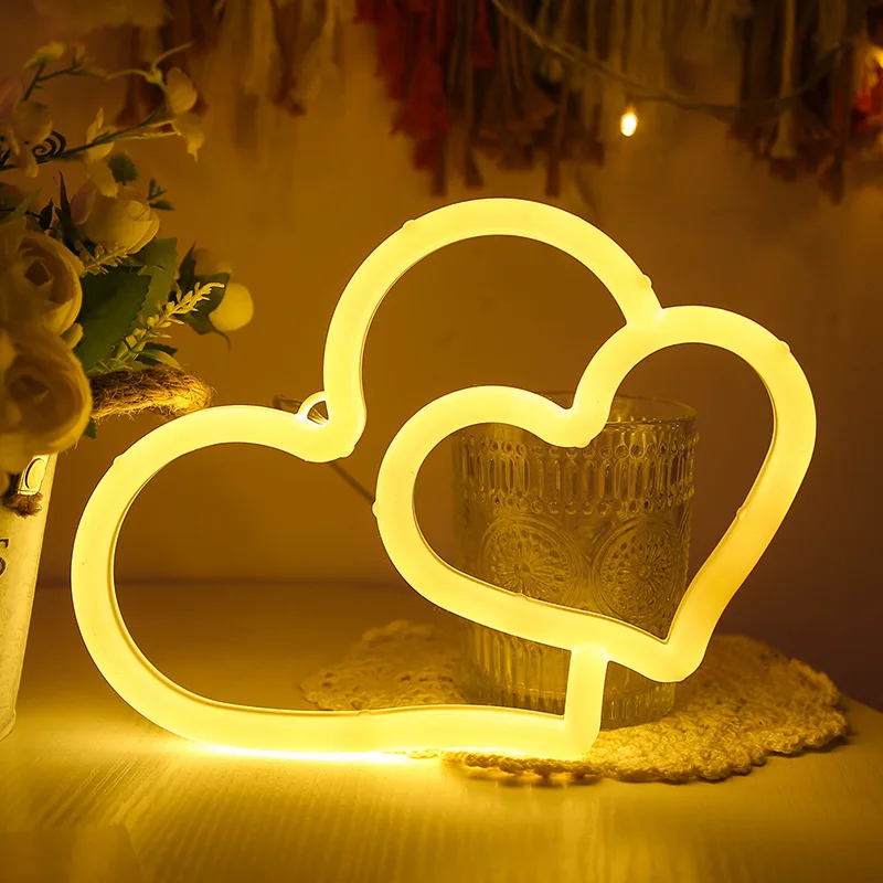 

Heart Lamps for Bedroom Night Lights Neon Sign Wall Hanging Decoration Wedding Party Home Holiday Valentines Lover Kids Gift