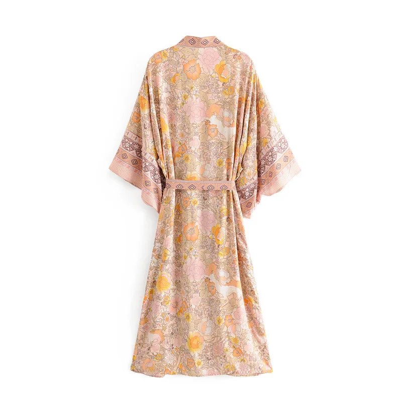 2025 Spring European and American Women's Pegasus Printed Cardigan and Kimono Coat