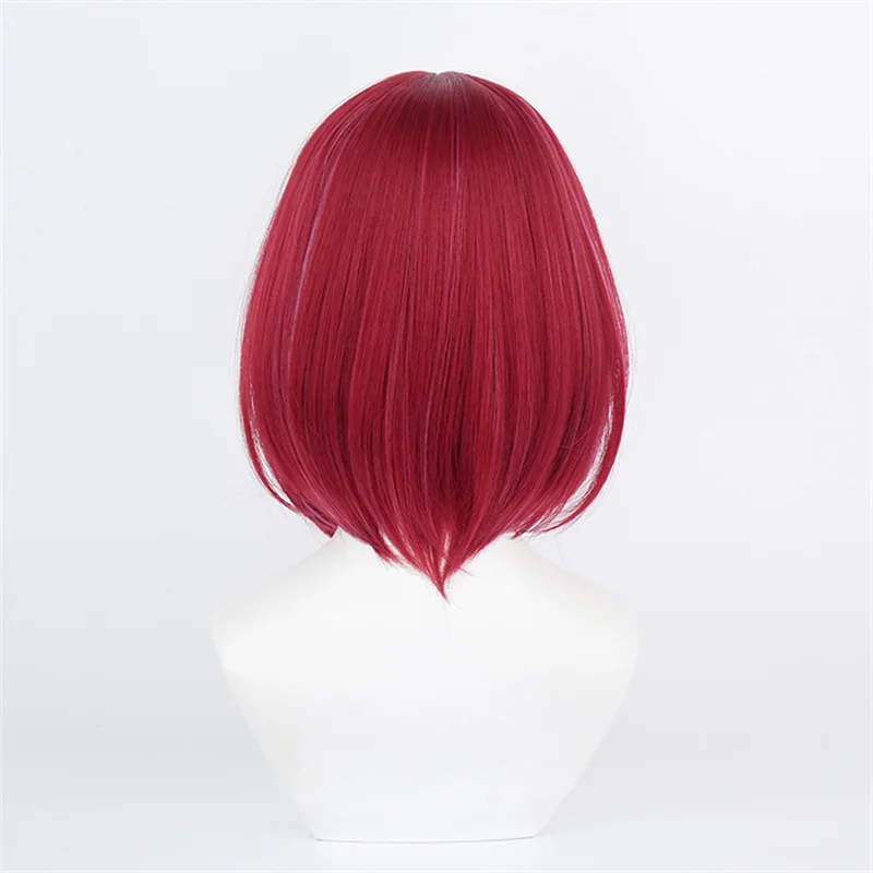 L-email wig Synthetic Hair Anime Oshi no Ko Arima Kana Cosplay Wig 34cm Short Burgundy Highlights Rose Pink Heat Resistant Wig