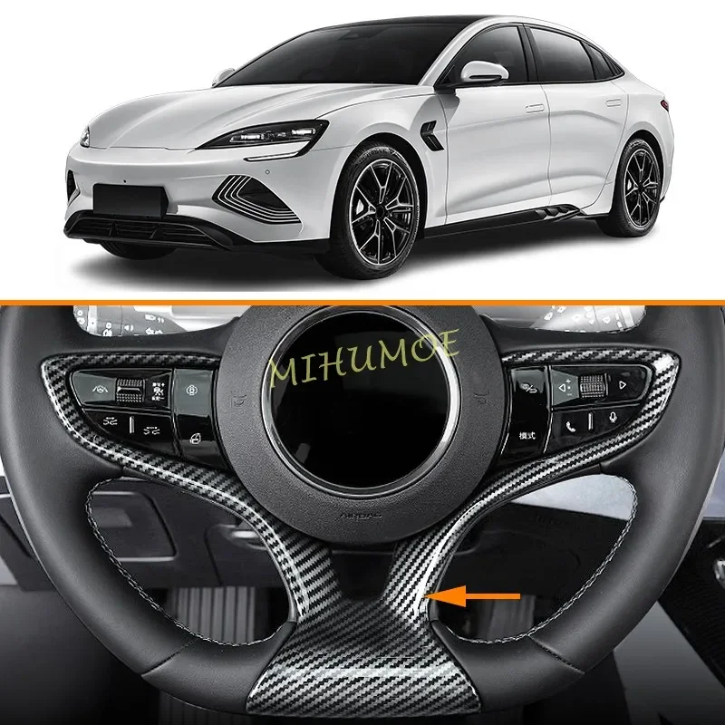 Carbon Fiber ABS Car Interior Steering Wheel Button Frame Trim For BYD Seal EV 2023 2024 2025 2026 Accessories