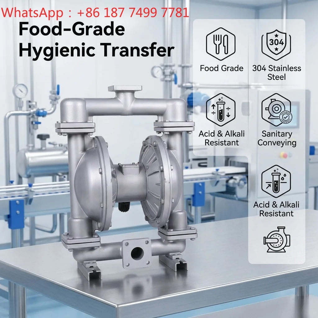 Stainless Steel ATEX Pneumatic Diaphragm Pump, Explosion-proof for Sludge, Food & Chemical Liquid
