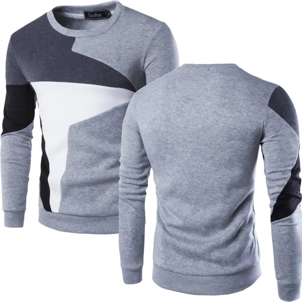 Chic Contrast Colors Patchwork Sweatshirts Comfortable Mens Basic Sweater NEW Pullover Jersey Autumn Winter Long Sleeve Jumpers