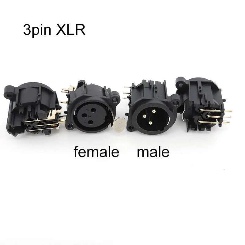 3Pin XLR Male Female Audio Panel Mount Chassis Connector 3 Poles XLR Power Plug Socket Microphone Speaker Soldering Adapter 1/4x