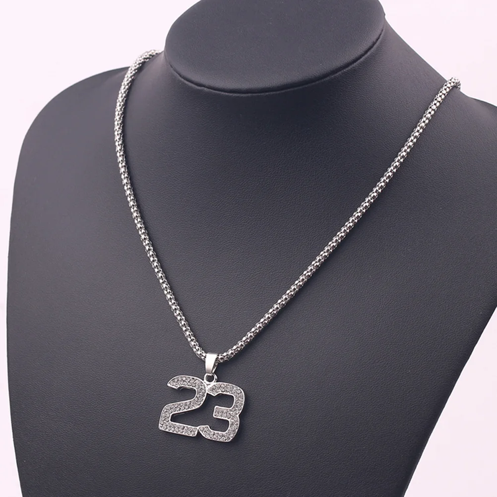 Number 23 Pendant Necklace for Men Necklaces Basketball Sports Decor Alloy Chain Male Locket