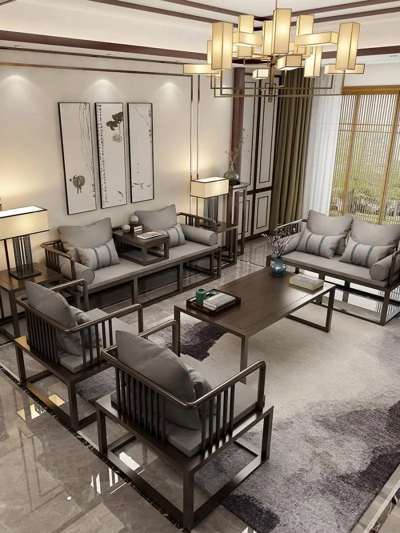 

Solid wood, sofa, new Chinese style, light luxury, ash wood, medium and small