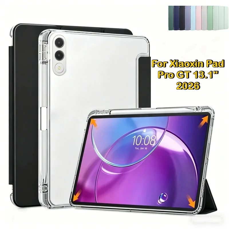 with Pencil Holder Clear TPU Back Case for Xiaoxin Pad Pro GT 13 Legion Y700 5th 8.8 2026 Tablet TB376FC TB378FC Matte PU Cover
