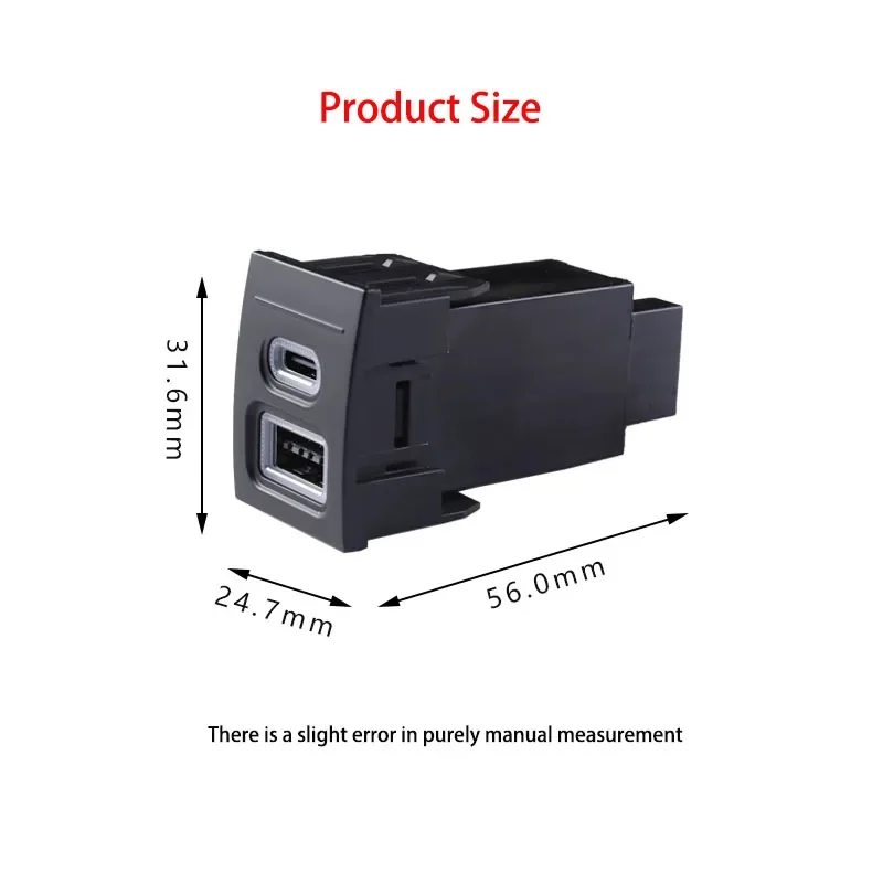 For VW POLO 2004-2011 1PC 12V 24V Dual USB Car Charger Socket with QC3 0 and PD Fast Charging Type C Port Replacement view 2