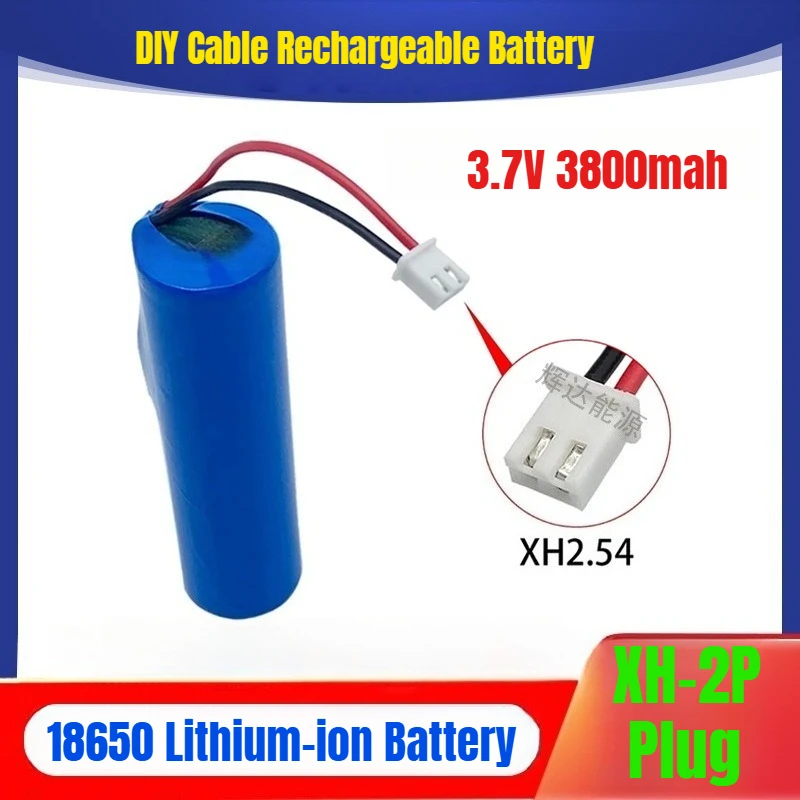 

18650 Lithium-ion Battery 3.7V 3800mah DIY Cable Rechargeable Battery Negative Wire XH-2P Plug
