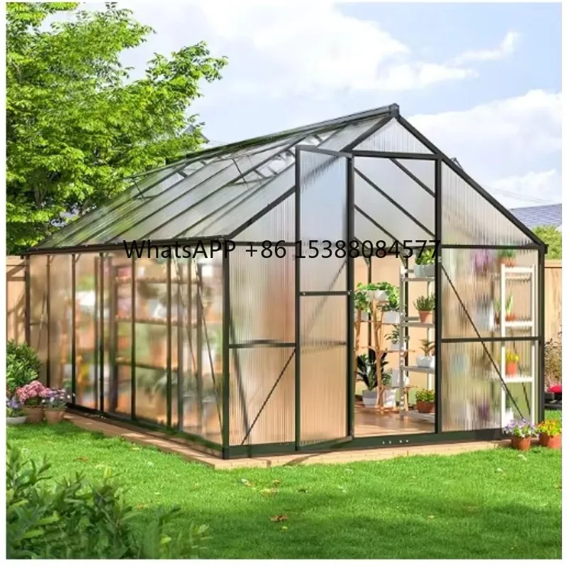 

10*16FT Shandong XinHuaFeng Easy Install Sunroom Garden Greenhouses - Deep Green Steel Structure Aluminum Sunroom