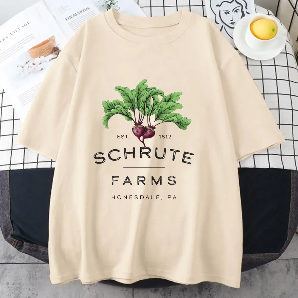 ドワイト・シュルート野菜農場 Tシャツ 綿 100% カジュアル半袖トップ 夏の必需品 ユニセックス Tシャツ ゆったりとした通気性のあるシャツ
