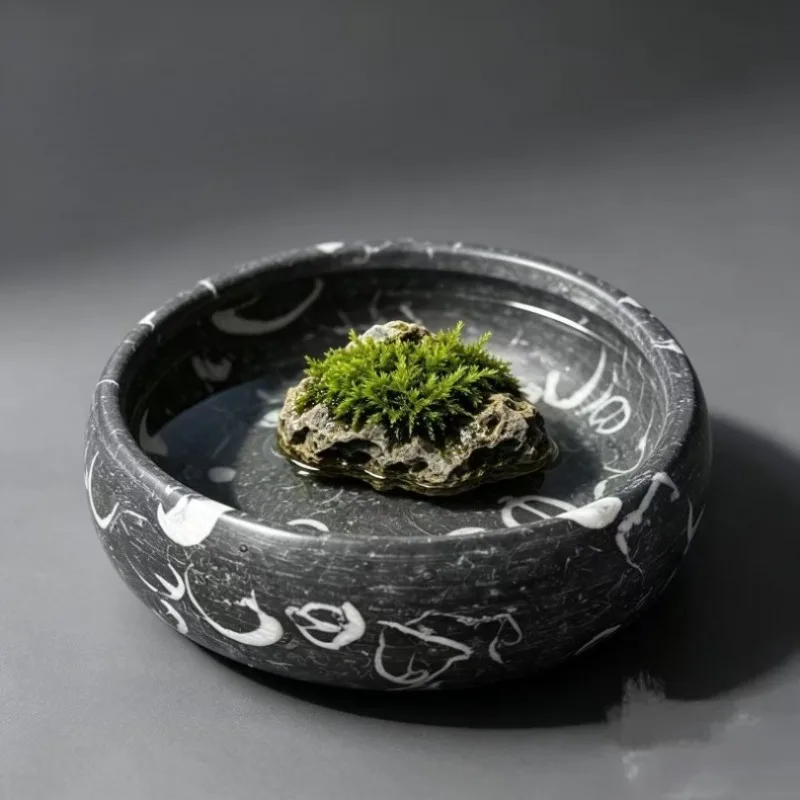 Sea Shell Flower Fossil Ashtray Handmade Tea Washing Basin Shallow Landscape Basin Water Nourishing Stone Basins Versatile Tray