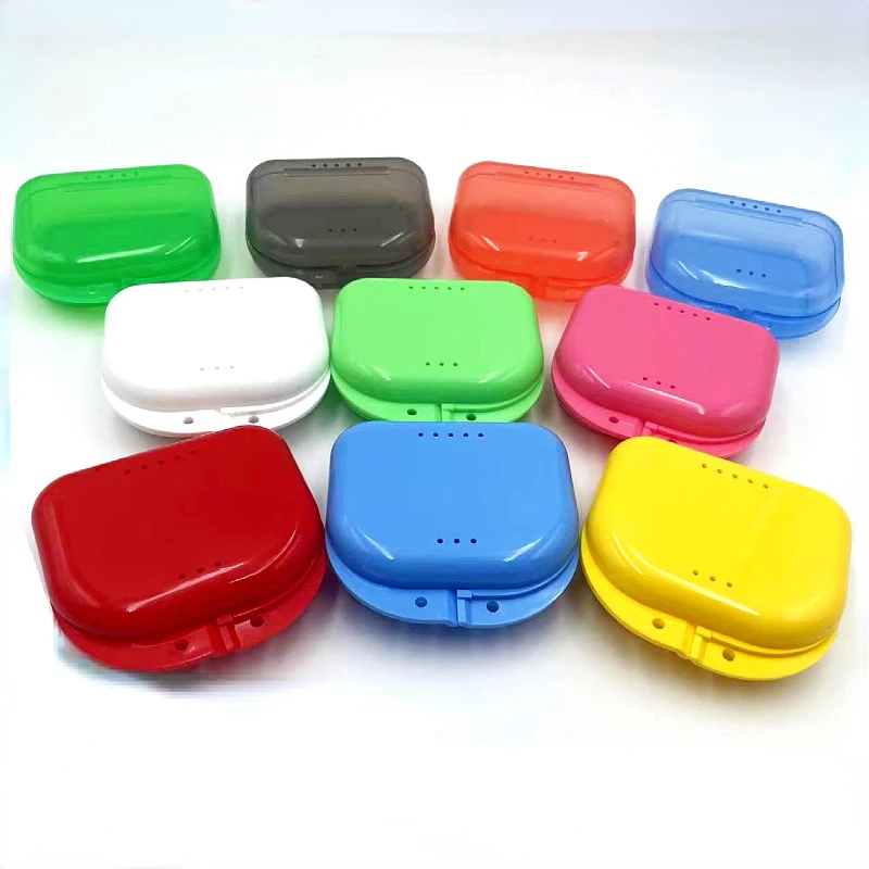 20pcs/pack Orthodontic Braces False Tooth Box Portable Retainer Case Vent Holes Dental Denture Box False Teeth Protective Case