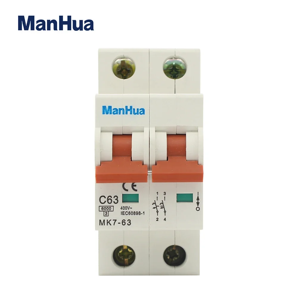 ManHua MK7-63  L7 6000A UK Market MCB 2P ~230/400V 6A 16A 20A 32A 63A breakers Mini Circuit Breaker