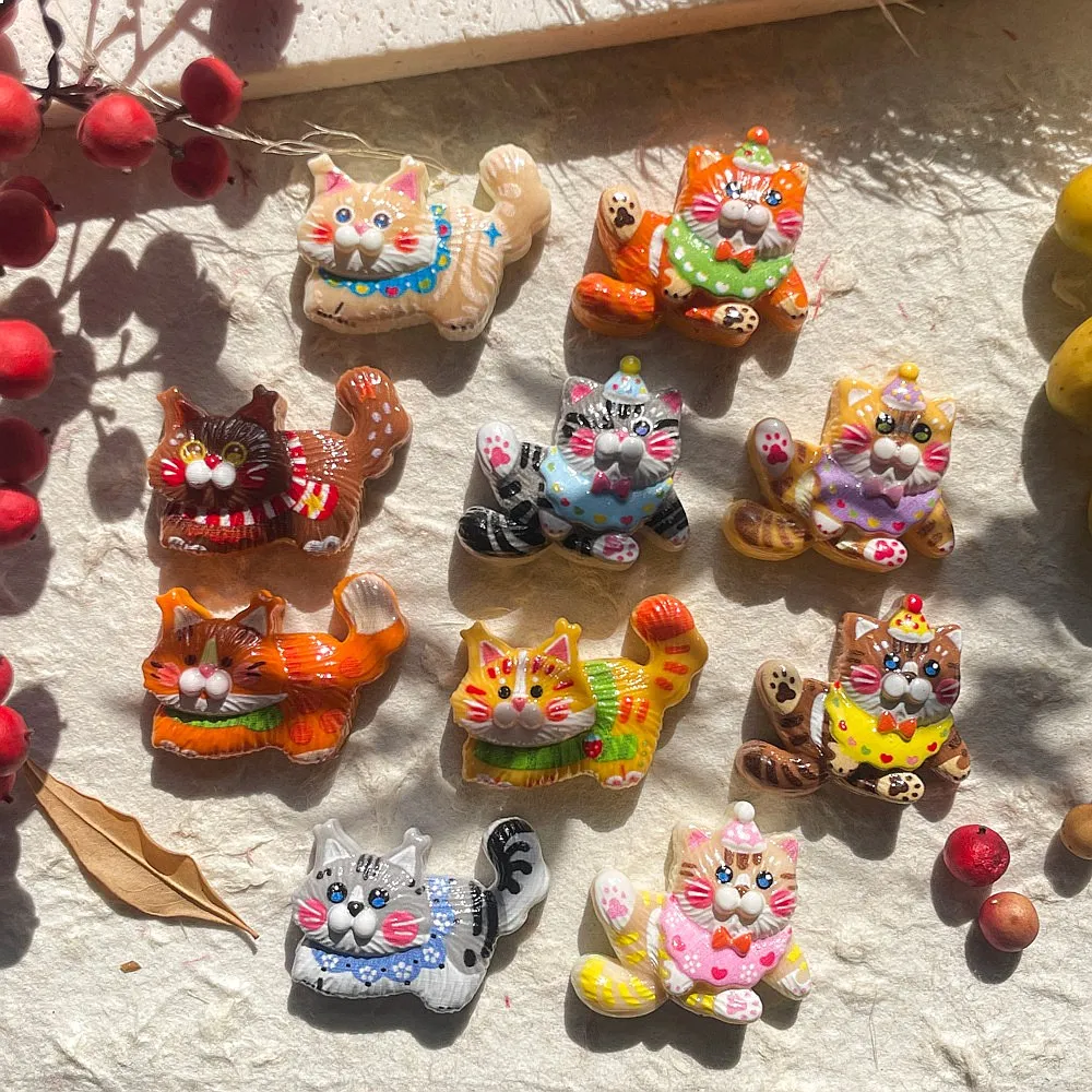 100pcs Kawaii Animal Mini Cat Resin Flatback Charms for DIY Phone Case Scrapbook Hairclip Refrigerator Decor Wholesale Craft