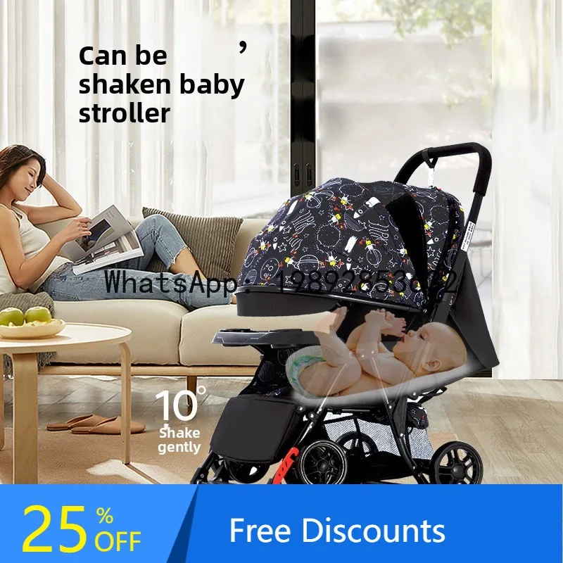 Pode sentar e deitar carrinho de bebê multifuncional dobrável com um botão em dois sentidos e leve pode ser trocado em uma cadeira de balanço