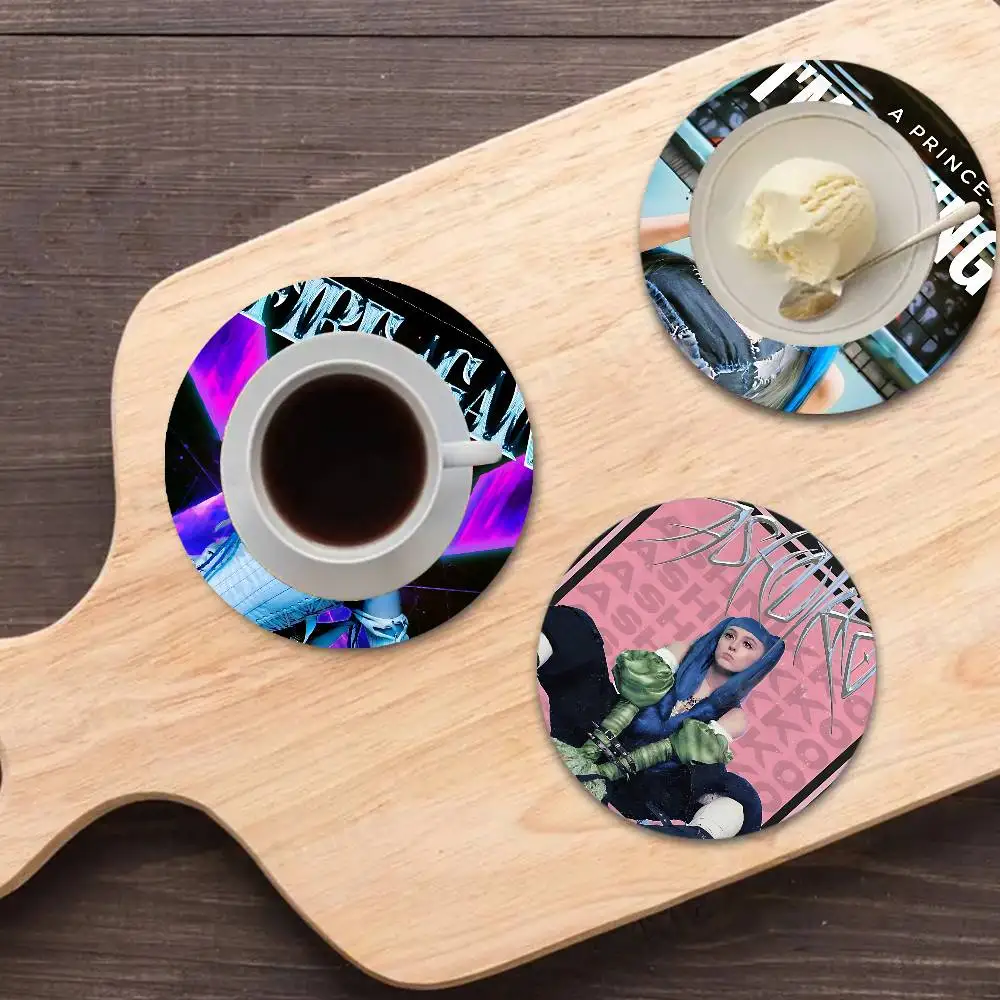 Blue double ponytail Singer A-Ashnikko 1pc Pattern Coaster Tea Cup Heat Insulation Pad Anti-scalding Anti-slip Table Bowl