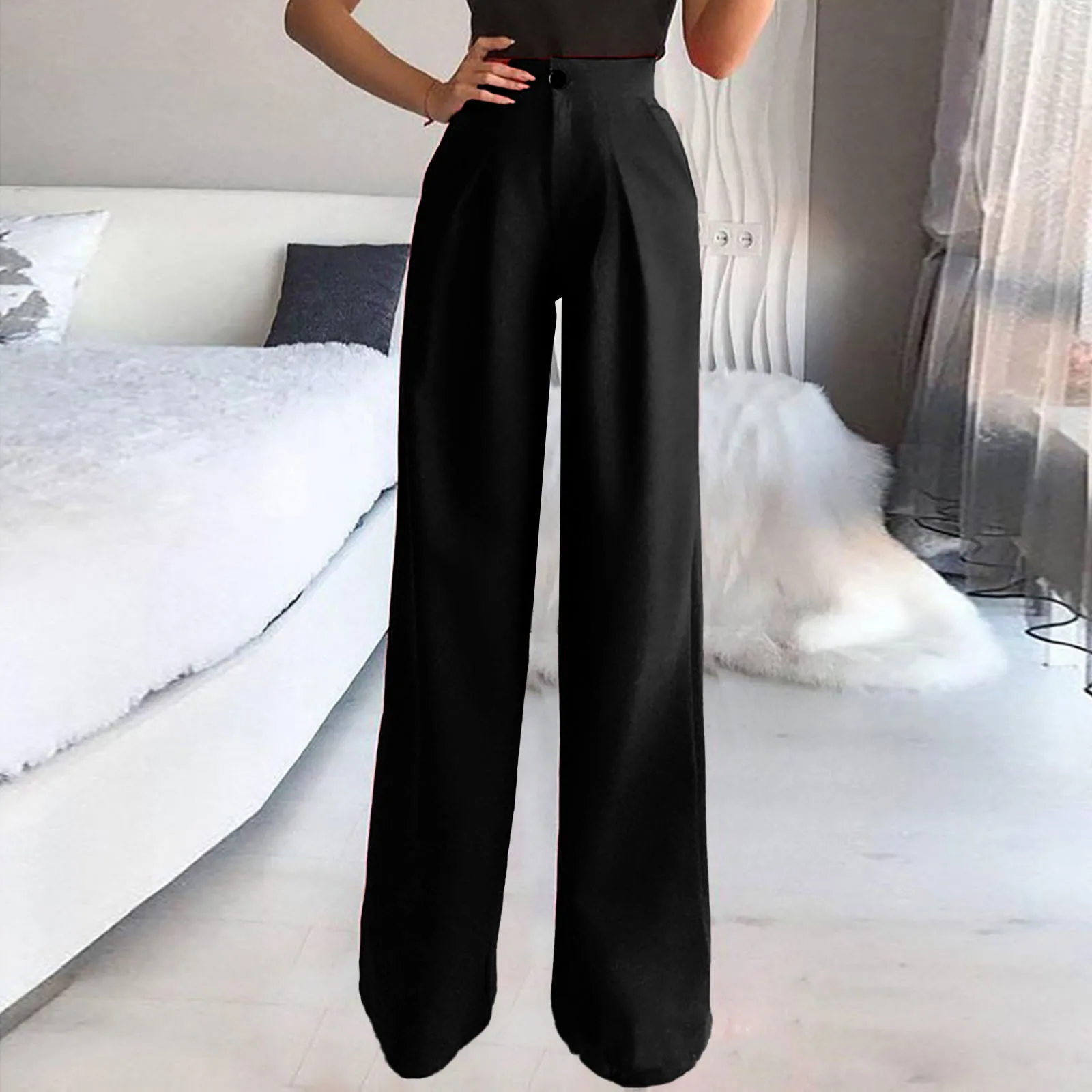 

Women's Loose Spring Summer 2024 New High Waist Wide Legs Slim Casual Trousers Korean Fashion Trend Female Suit Straight Pants