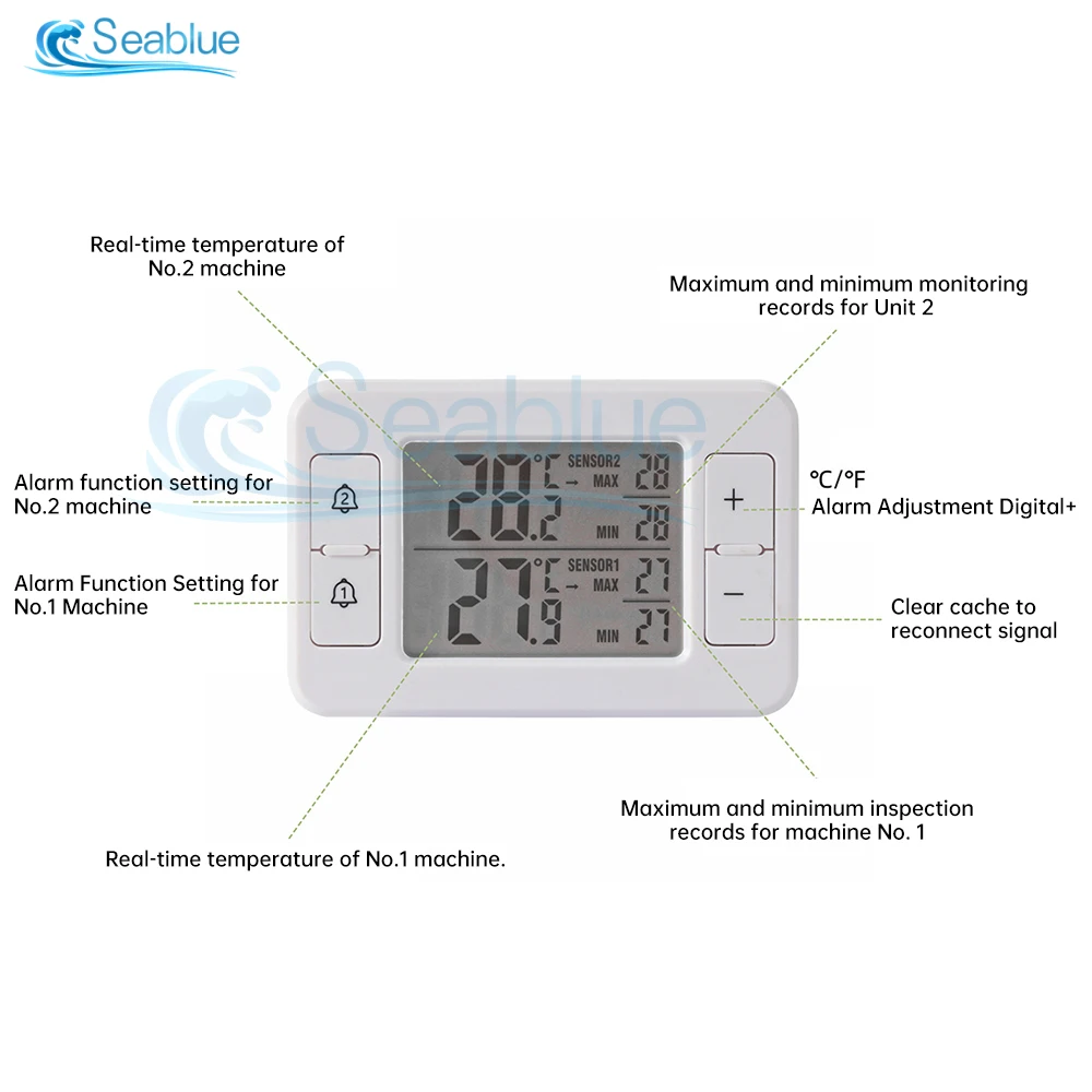 Multifunctional Wireless Weather Station Forecaster Indoor Outdoor Thermometer Temperature Sensor LCD Screen Alarm -40℃~60℃