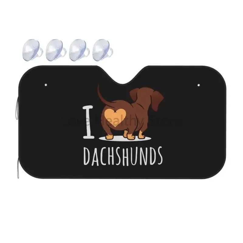

I Love Dachshund Car Windshield Sun Shade Cute Dog Foldable Sunshade Front Window Cover Sun Visor Protector for SUV Car Truck